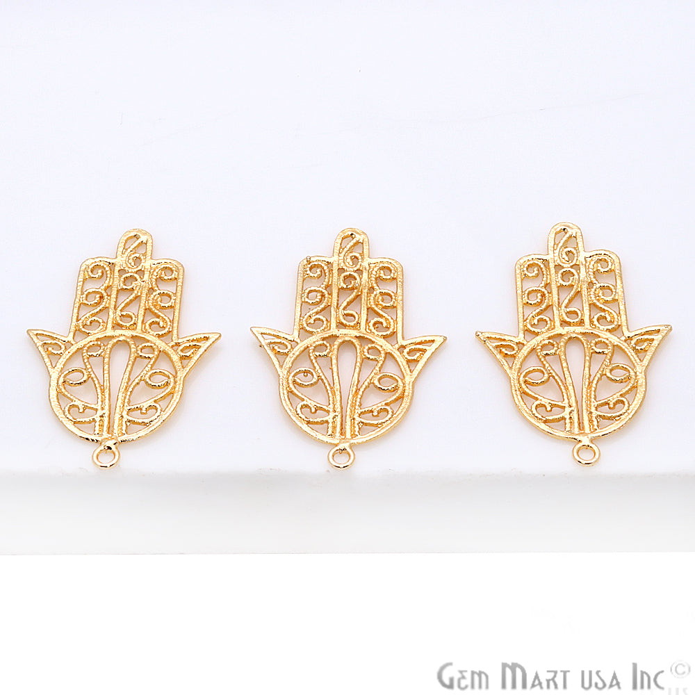 Hamsa Shape Gold Plated Finding Jewelry Charm - GemMartUSA