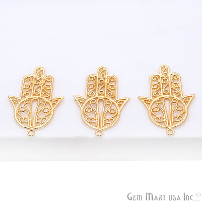 Hamsa Shape Gold Plated Finding Jewelry Charm - GemMartUSA