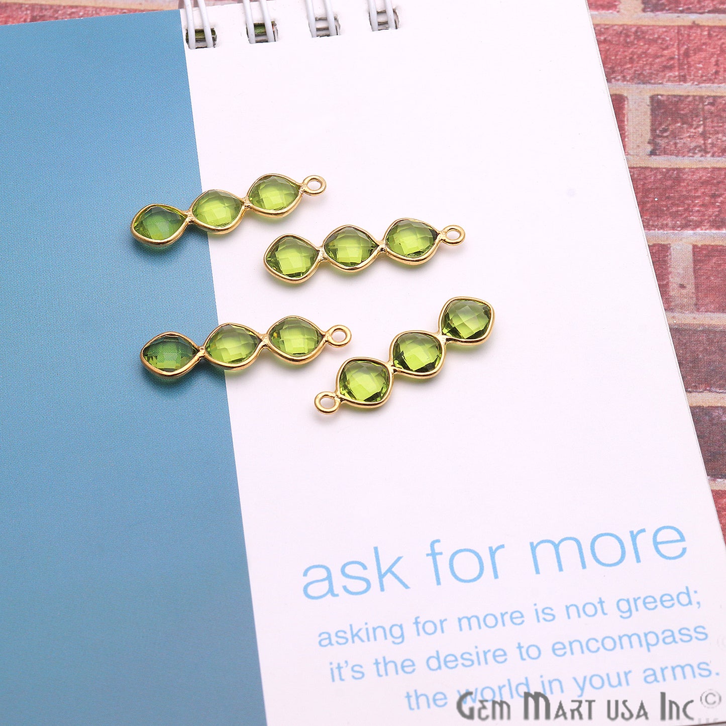 DIY Gemstone 25x6mm Gold Plated Chandelier Finding Component (Pick Your Gemstone) - GemMartUSA
