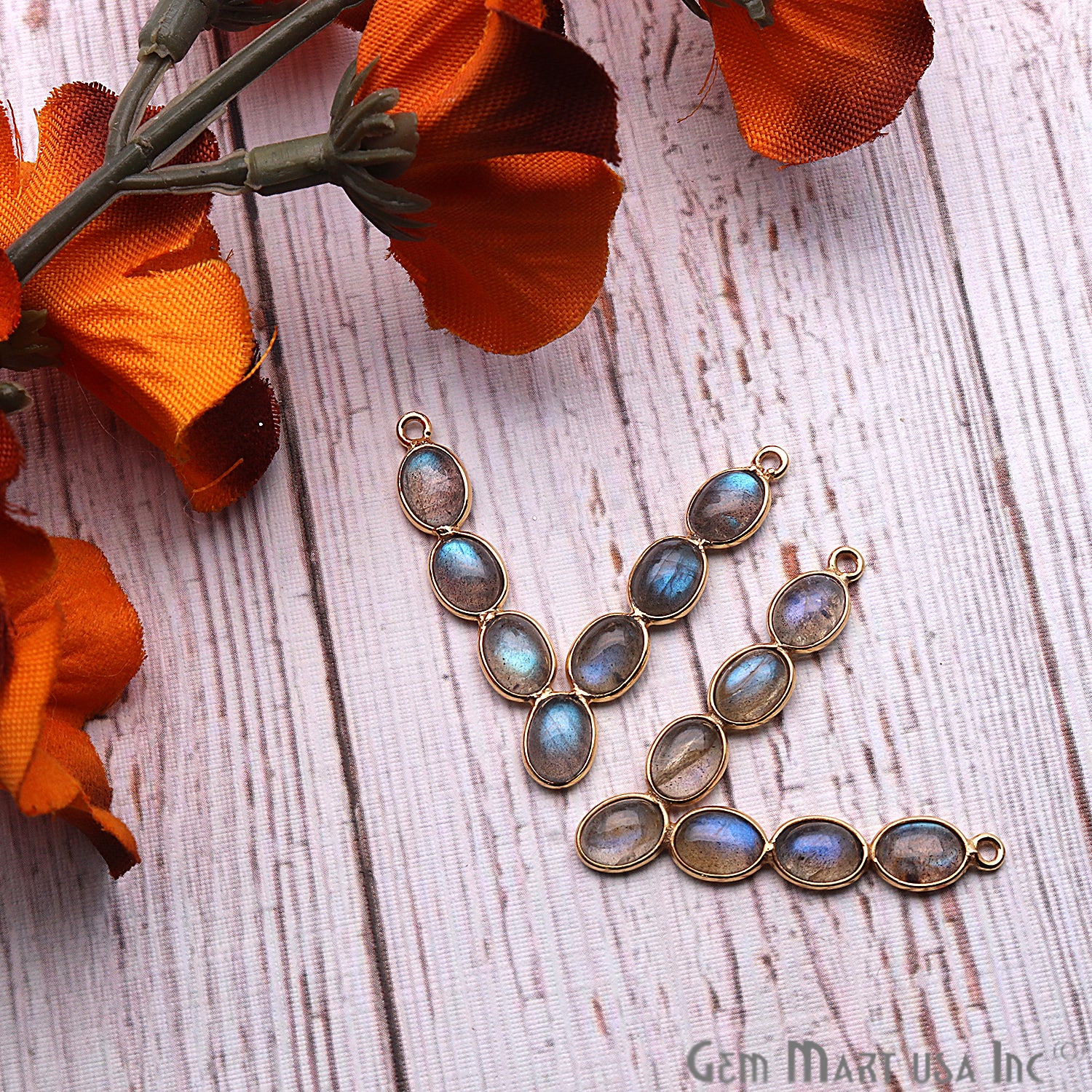 DIY Labradorite 31x29mm Gold Plated Chandelier Finding Component - GemmartUSA