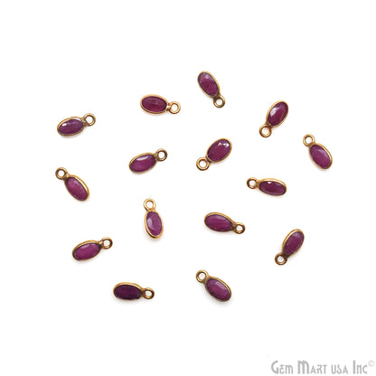 Ruby Oval 4x3mm Gold Plated Single Bail Gemstone Connector