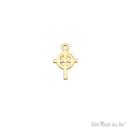 Celtic Cross Shape Laser Finding Gold Plated 18x11mm Charm For Bracelets & Pendants