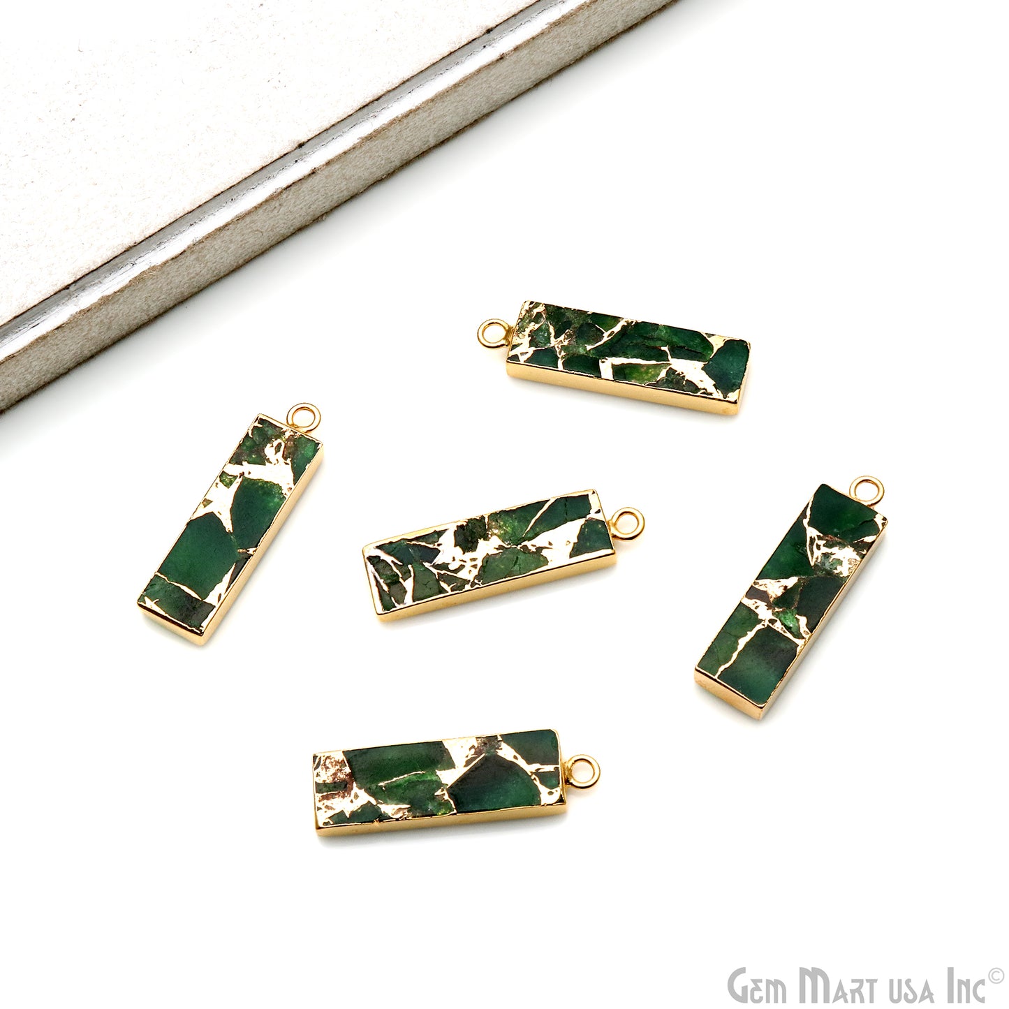 Mohave Turquoise Rectangle 25x8mm Gold Electroplated Single Bail Connector