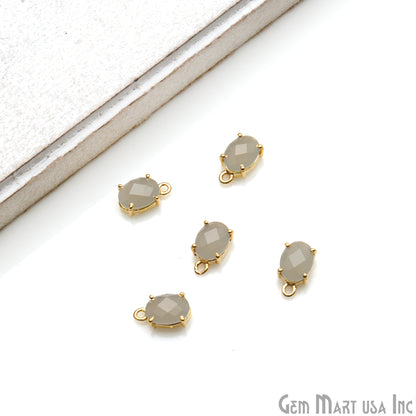 Oval 6x8mm Gold Plated Prong Setting Gemstone Connector (Pick Stone) - GemMartUSA
