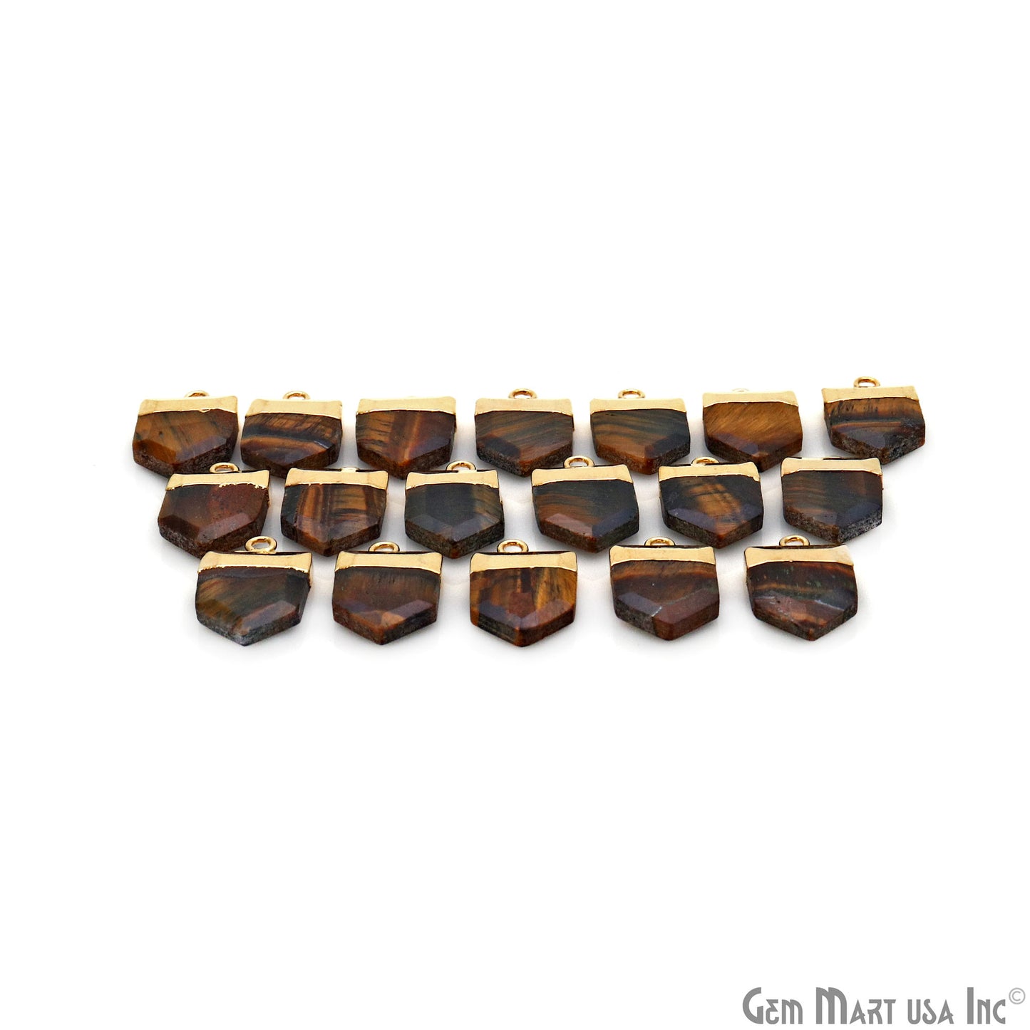 Pentagon 19x12mm Gold Electroplated Single Bail Gemstone Connector