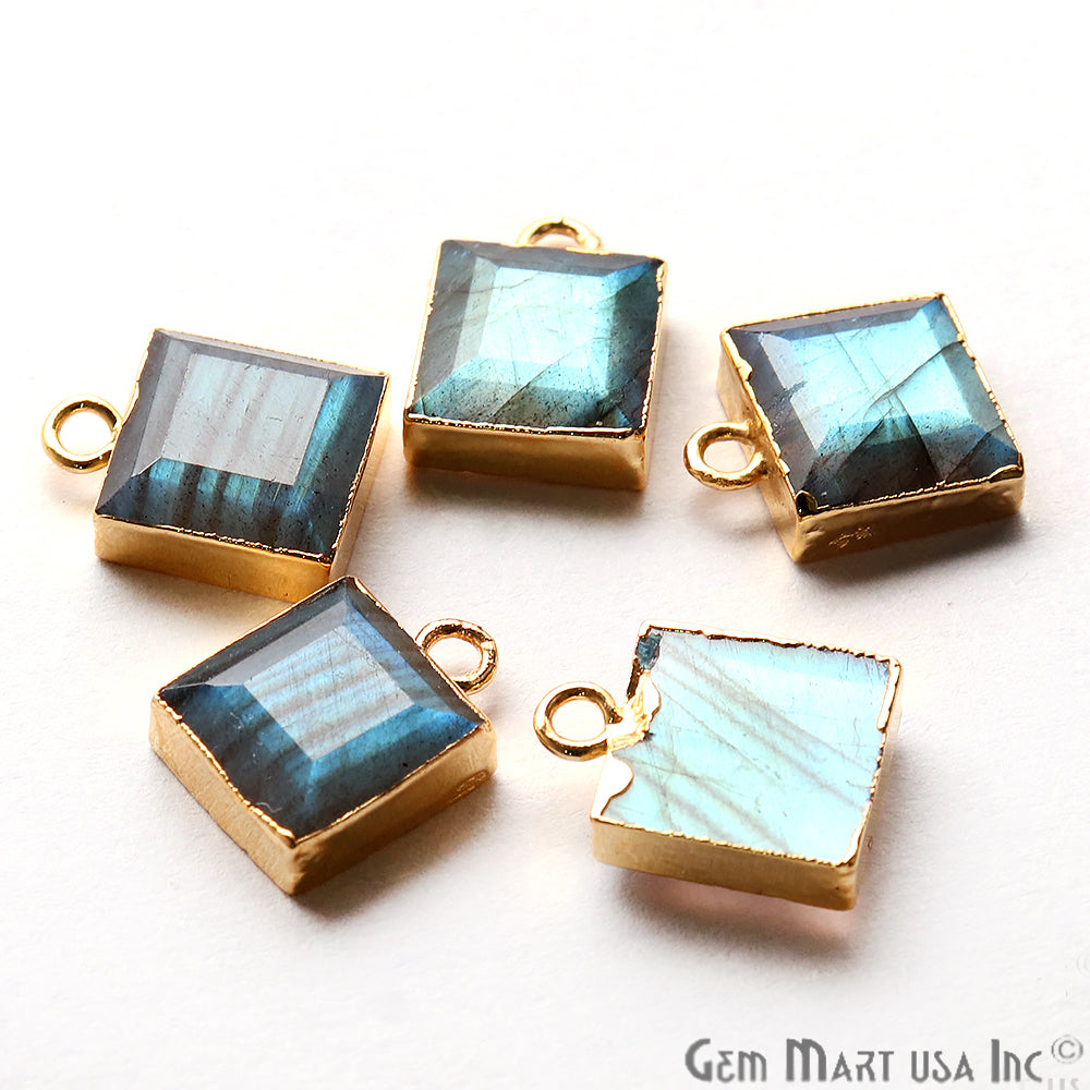 Gold Electroplated Bail 13x10mm Rectangle Shape Gemstone Connector - GemMartUSA
