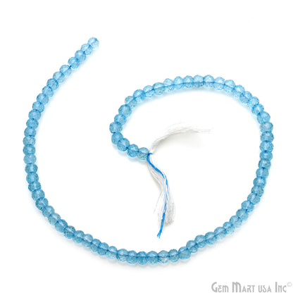 Blue Topaz Rondelle Beads, 13 Inch Gemstone Strands, Drilled Strung Nugget Beads, Faceted Round, 5-6mm