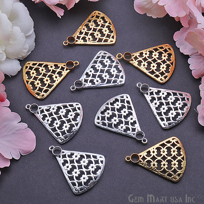 Triangular Gold Charm 36x28mm Finding Connector (Pick Your Metal) - GemMartUSA