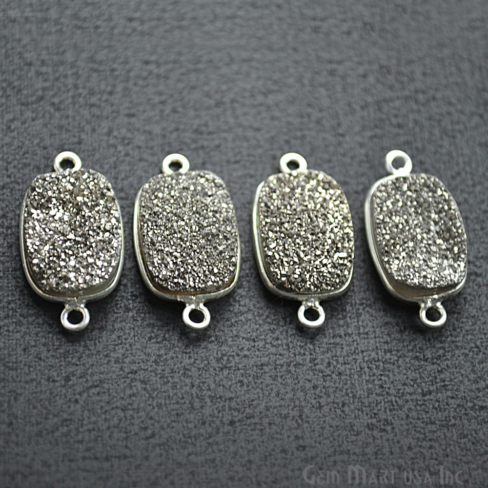 Titanium Platinum Druzy 10x14mm Octagon Connector (Pick Bail,Plating) - GemMartUSA
