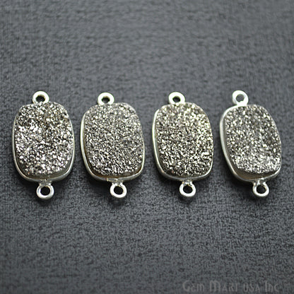 Titanium Platinum Druzy 10x14mm Octagon Connector (Pick Bail,Plating) - GemMartUSA