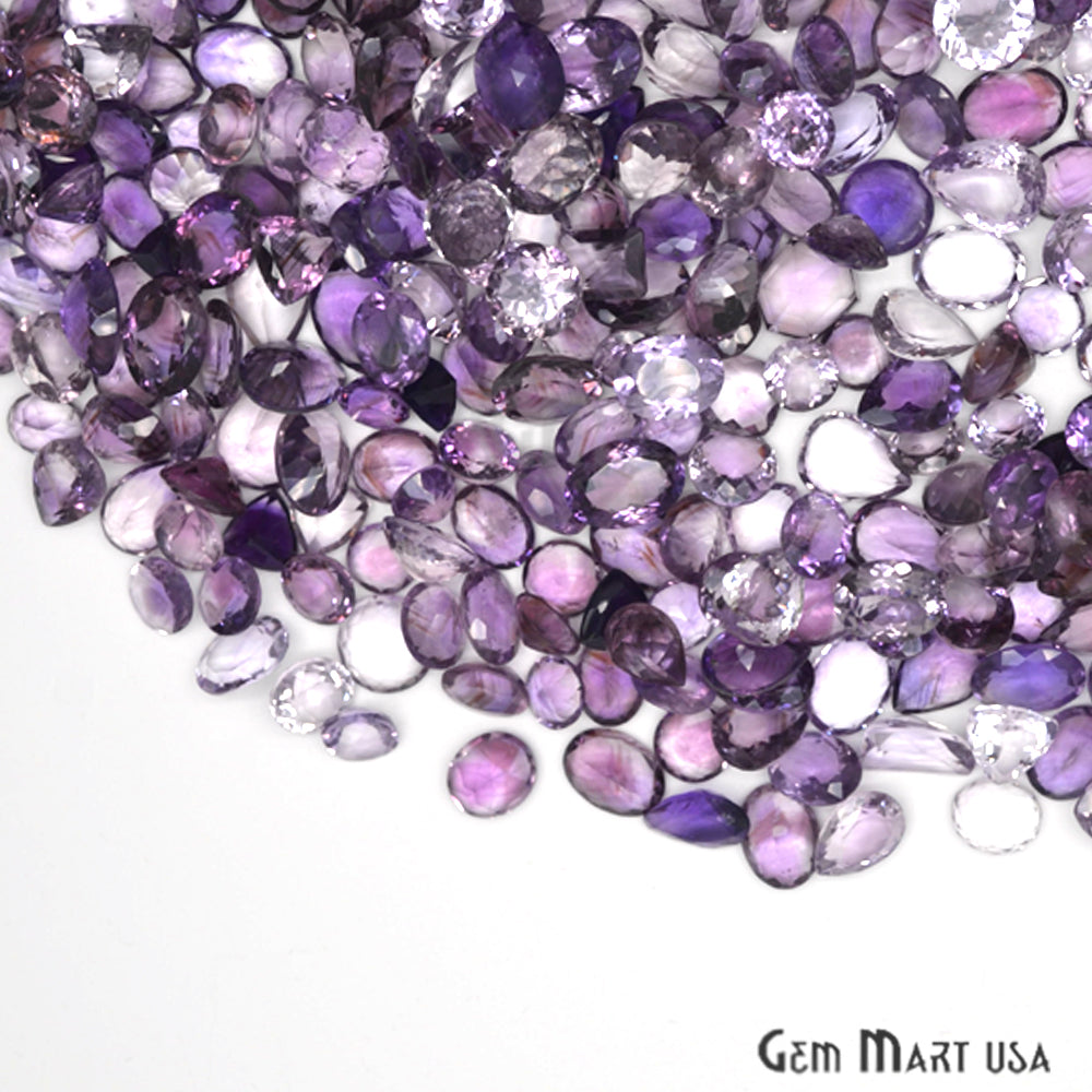 100Cts Big Size Wholesale Amethyst Mix Shape 20-10mm Loose Gemstones - GemMartUSA