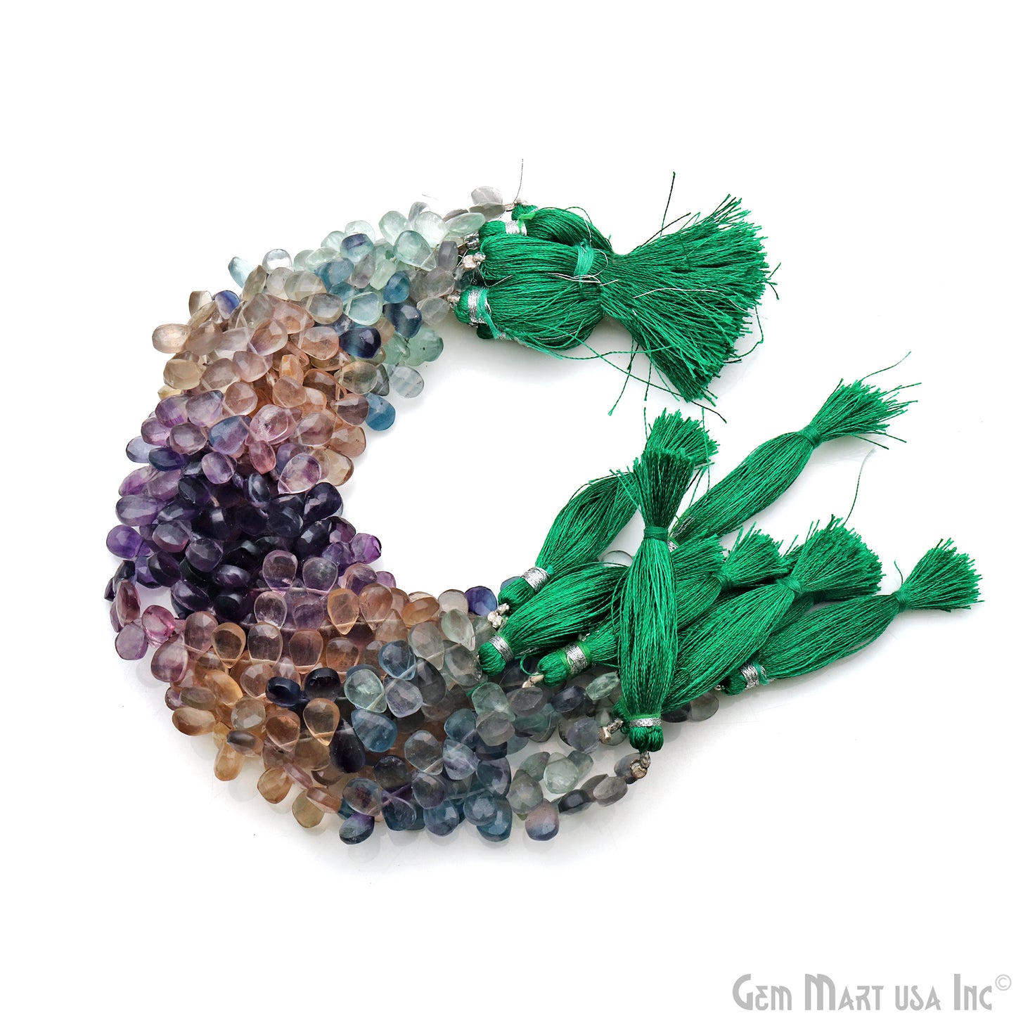 Fluorite Pears Beads, 8 Inch Gemstone Strands, Drilled Strung Briolette Beads, Pears Shape, 9x7mm