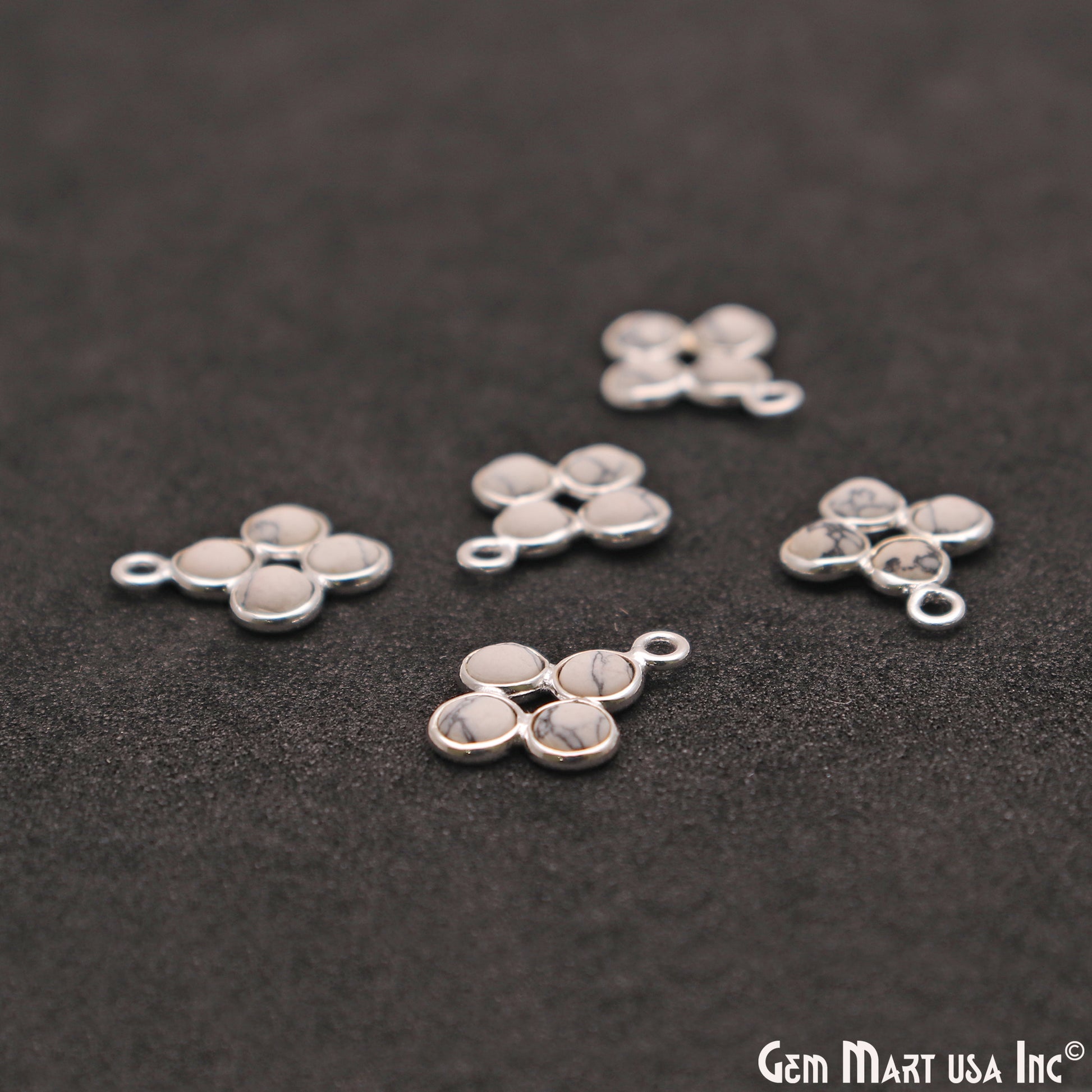 Howlite Component Silver Plated 4pc Square 15x9mm - GemMartUSA