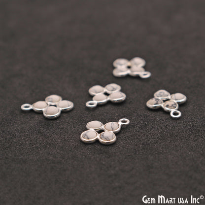 Howlite Component Silver Plated 4pc Square 15x9mm - GemMartUSA
