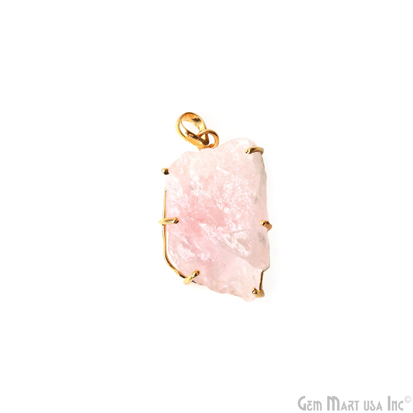 Natural Morganite Organic 37x21mm Gold Plated Prong Setting Single Bail Gemstone Pendant