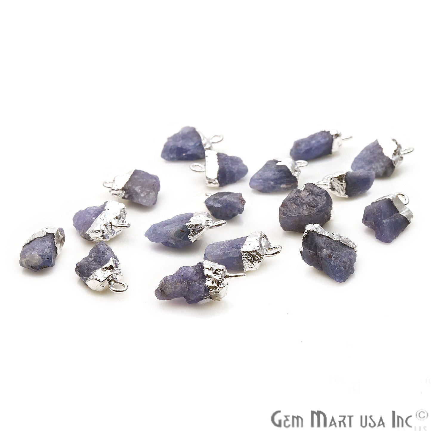 Rough Tanzanite Organic 19x12mm Silver Electroplated Gemstone Connector - GemMartUSA