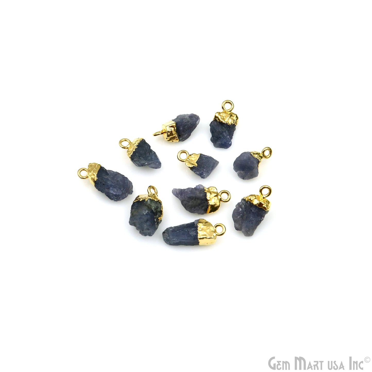 Rough Gemstone 15x10mm (appx.) Free From Gold Electroplated Single Bail Connector