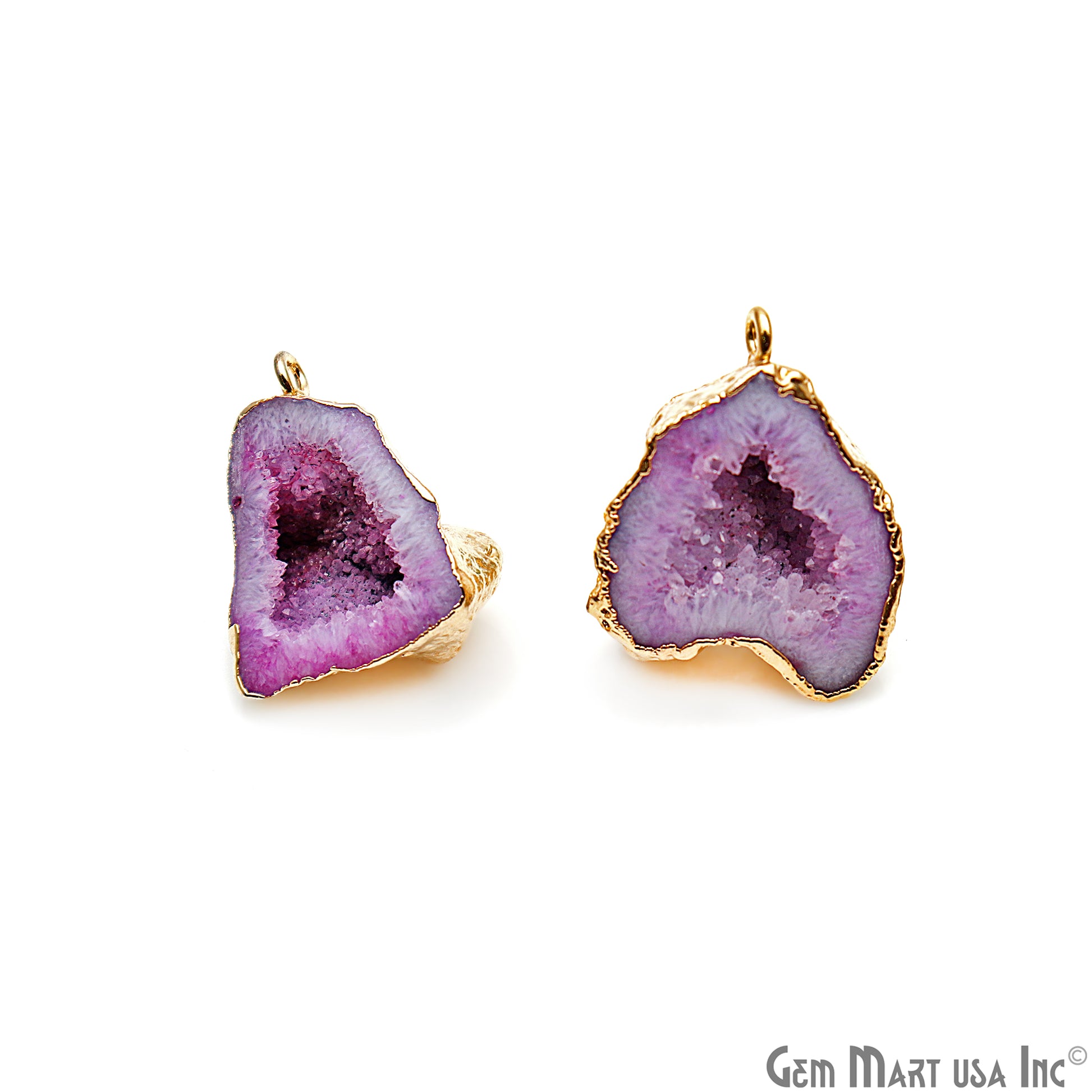 DIY Agate Slice Geode Druzy 24x19mm Gold Electroplated Loop Connector Studs Earrings - GemMartUSA