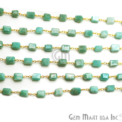 Amazonite Large Beads Gold Wire Wrapped Rosary Chain