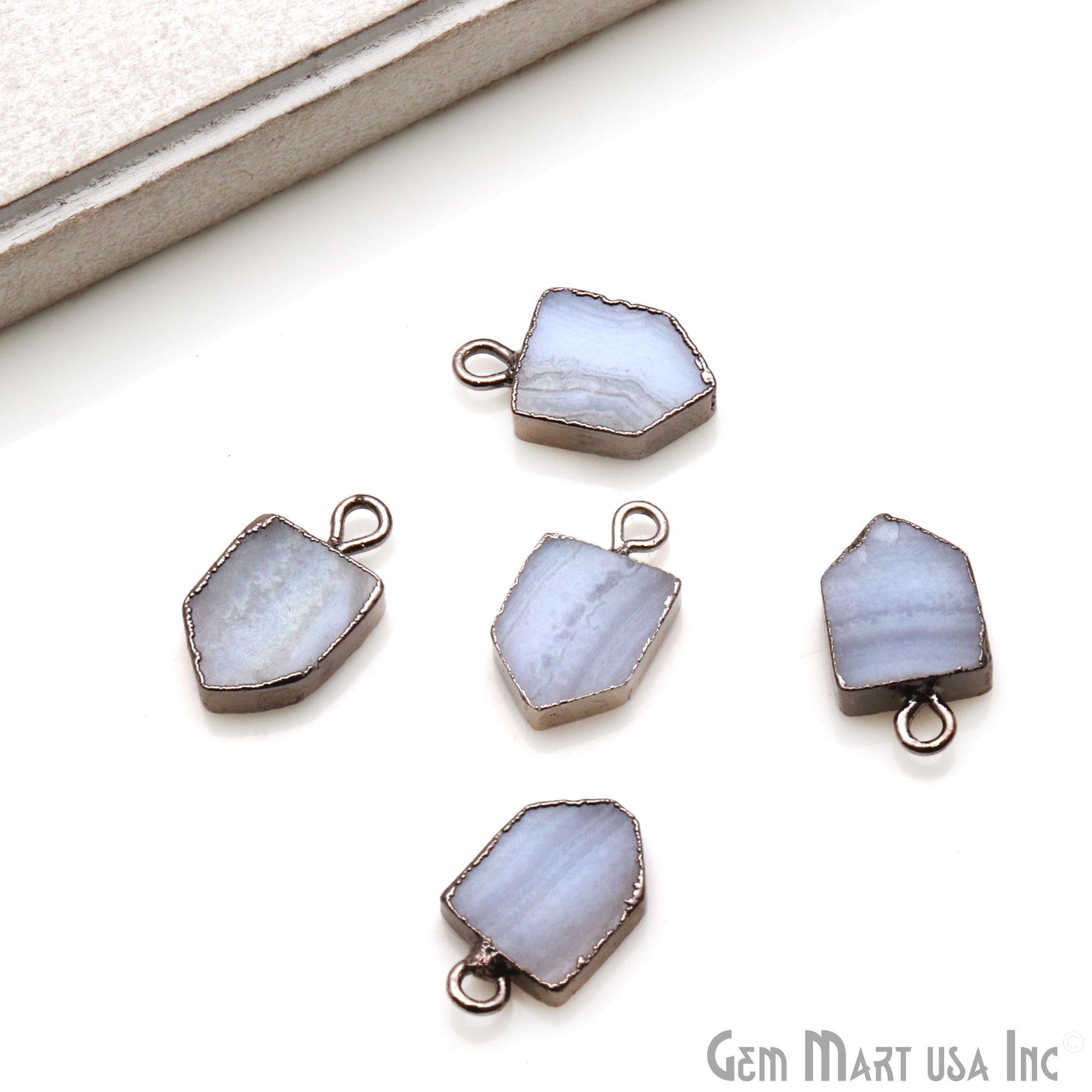 Pentagon Shape 16x9mm Gold Electroplated Gemstone Connector (Pick Stone) - GemMartUSA