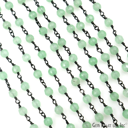 Baby Green Jade Beads Oxidized Wire Wrapped Rosary Chain