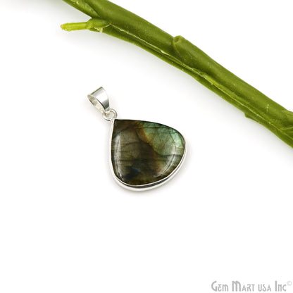 Labradorite Gemstone Heart 28x24mm Sterling Silver Necklace Pendant 1PC