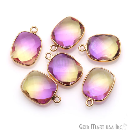 Doublet Aura Quartz 10x12mm Octagon Connector (Pick Color,Plating,Bail) - GemMartUSA