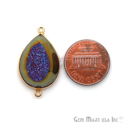 Window Druzy 16x22mm Pear Bezel Cave Druzy Gemstone Connector (Pick Your Color, Bail)