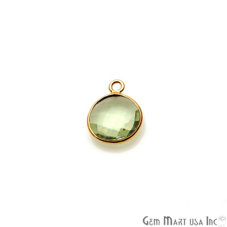 Round 10mm Single Bail Gold Plated Gemstone Bezel Connector