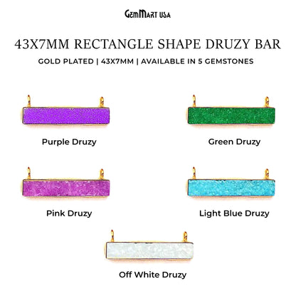 Druzy Bar 43x7mm Rectangle Double Bail Gemstone Connector