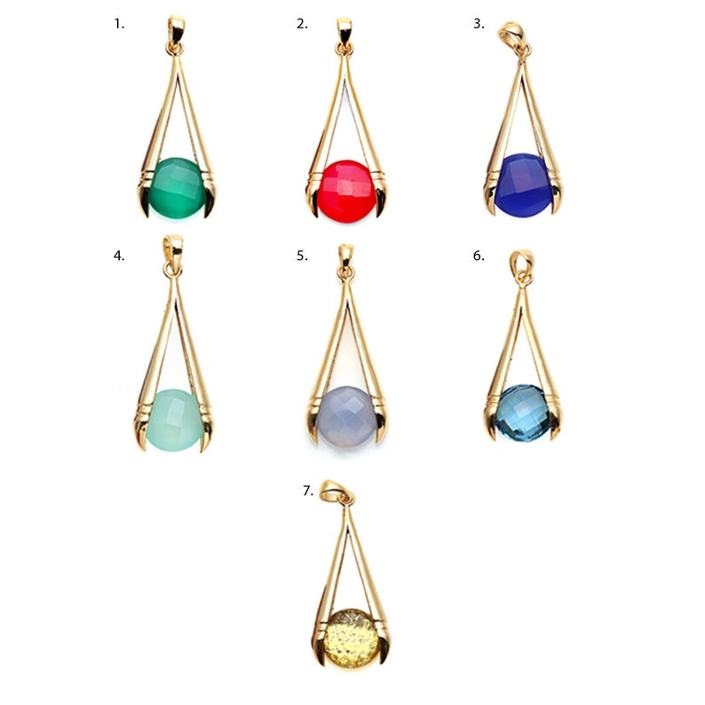 DIY Gemstone 37x15mm Gold Plated Necklace Pendant (Pick Gemstone) - GemMartUSA