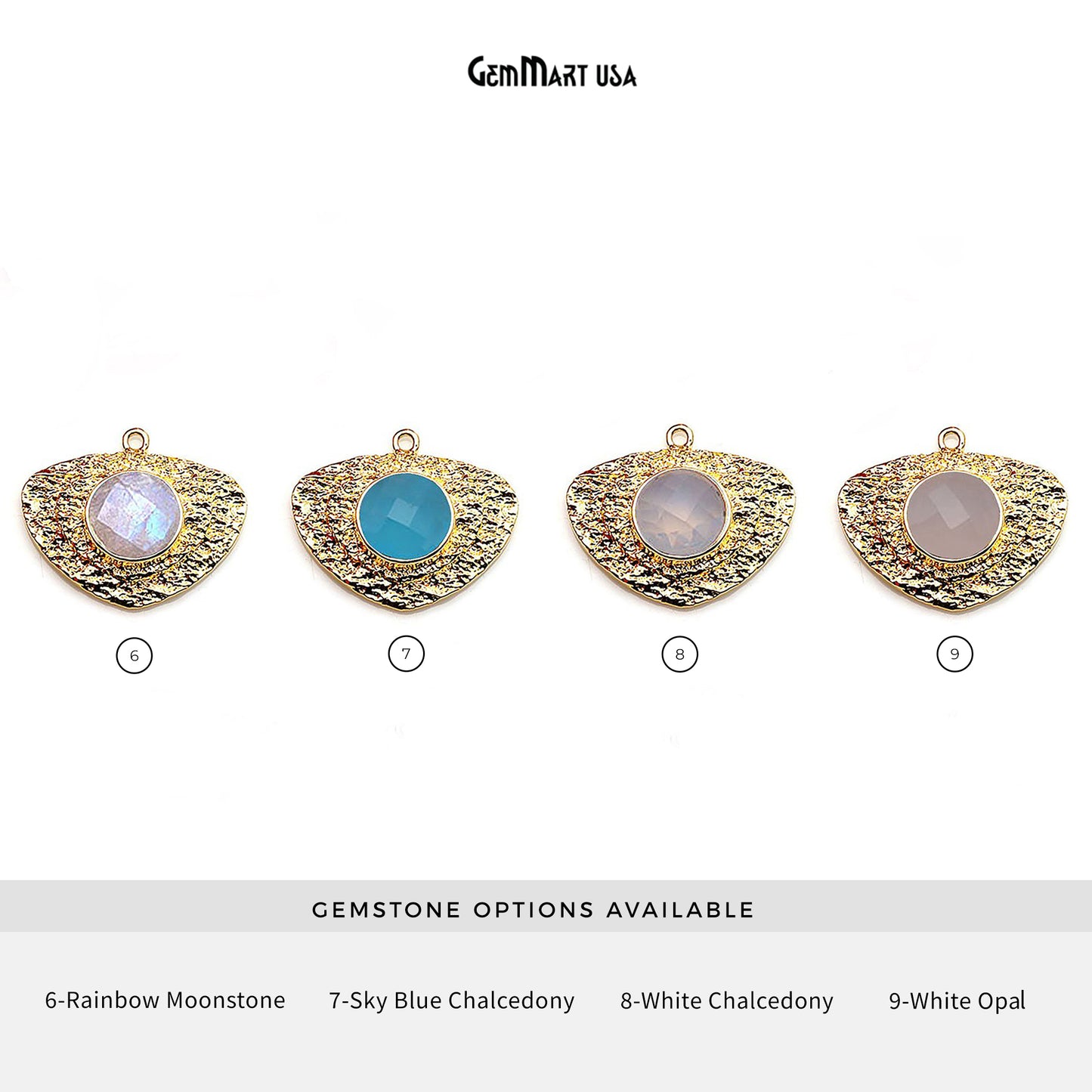 Gemstone Trillion Gold Plated Single Bail Connector Pendant