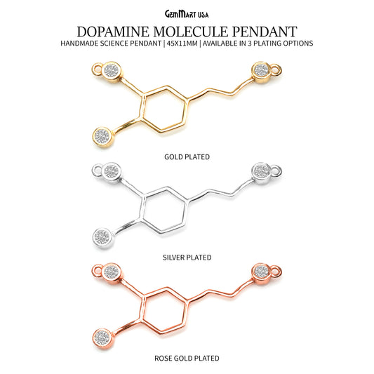 Dopamine Molecule Pendant 45x11mm Chemistry Necklace, Science Necklace