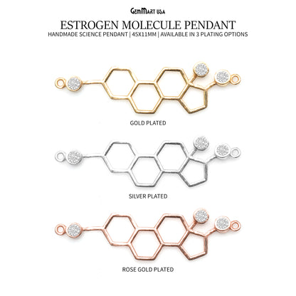 Estrogen Molecule Pendant 45x11mm Chemistry Necklace, Science Necklace