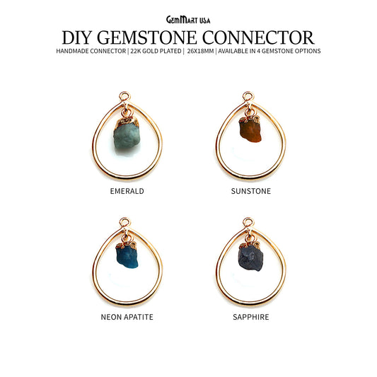 DIY Rough Gemstone Dangle Connector - 1pc