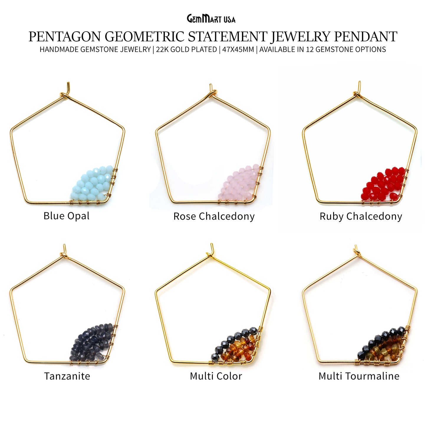 Pentagon Geometric 47x45mm Statement Jewelry Pendant