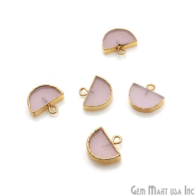 Half Moon Shape 14x13mm Gold Electroplated Gemstone Connector (Pick Stone) - GemMartUSA
