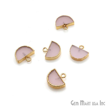 Half Moon Shape 14x13mm Gold Electroplated Gemstone Connector (Pick Stone) - GemMartUSA