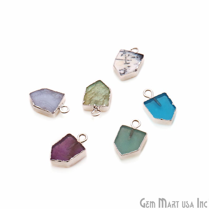 Pentagon Shape 16x9mm Gold Electroplated Gemstone Connector (Pick Stone) - GemMartUSA