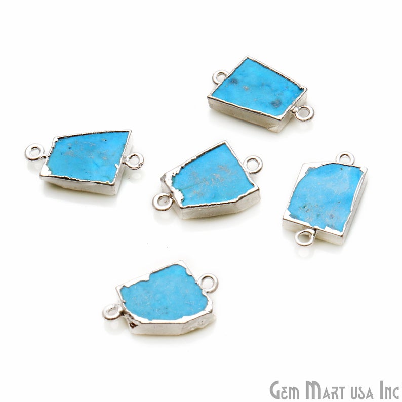 Free Form Shape 23x13mm Silver Electroplated Connectors (Pick Stone) - GemMartUSA