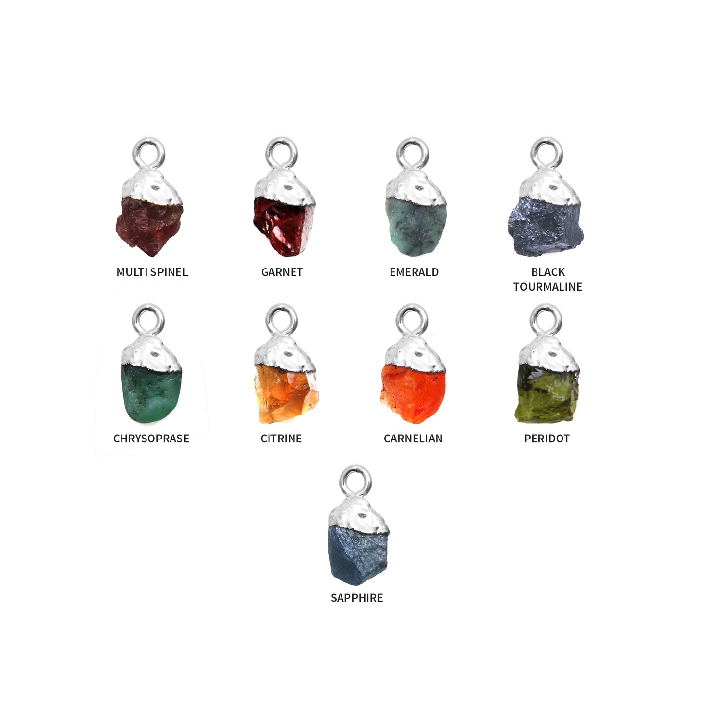 Rough Gemstone Free From Silver Electroplated Single Bail Connector