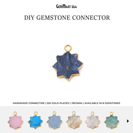 Star Shape Gemstone Charm 19x15mm Shape Gold Electroplated Pendant Connector