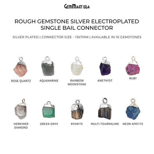 Rough Gemstone Free From Silver Electroplated Single Bail Connector