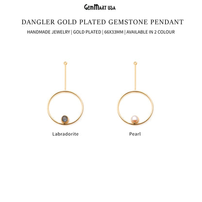 Round Dangler 66x33mm Gold Plated Gemstone Pendant Connector