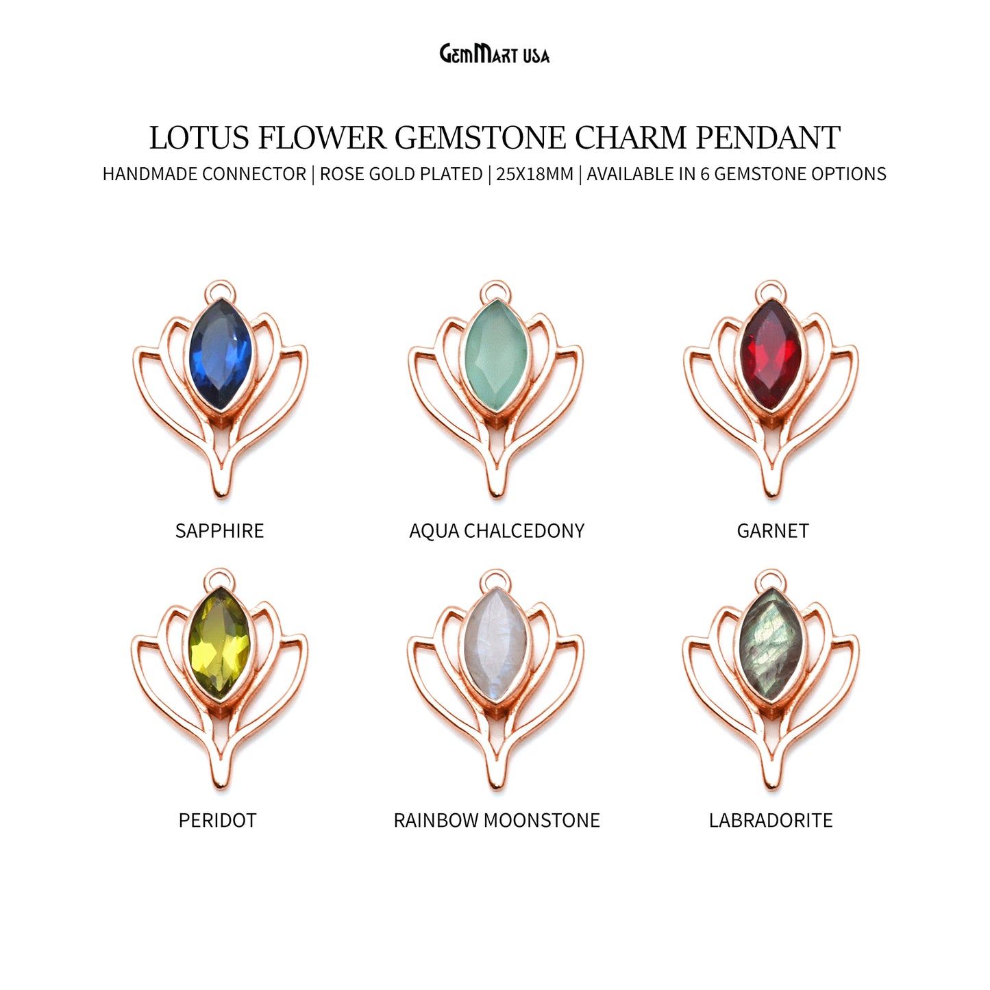 Lotus Flower Shape 25x18mm Rose Gold Plated Single Bail Jewelry Pendant Connector