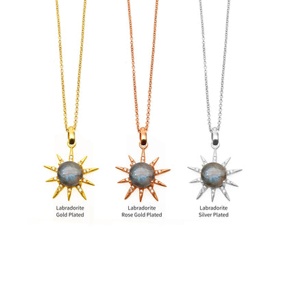 Gemstone Rising Sun Connector Sunburst Pendant Gold Plated 9mm