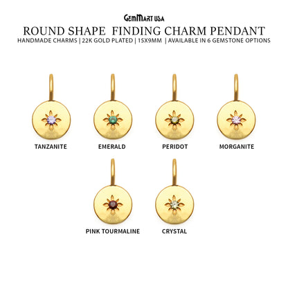 Round Shape 15x9mm Gold Plated Single Bail Finding Charm Pendant