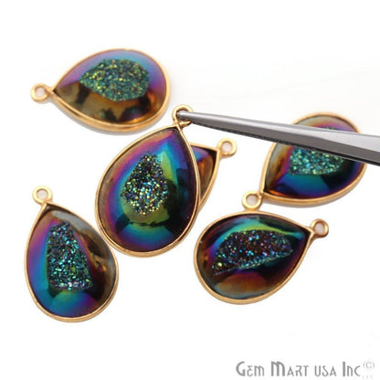 Window Druzy 13x18mm Pears Bezel Cave Druzy Connector (Pick Color, Bail, Plating)