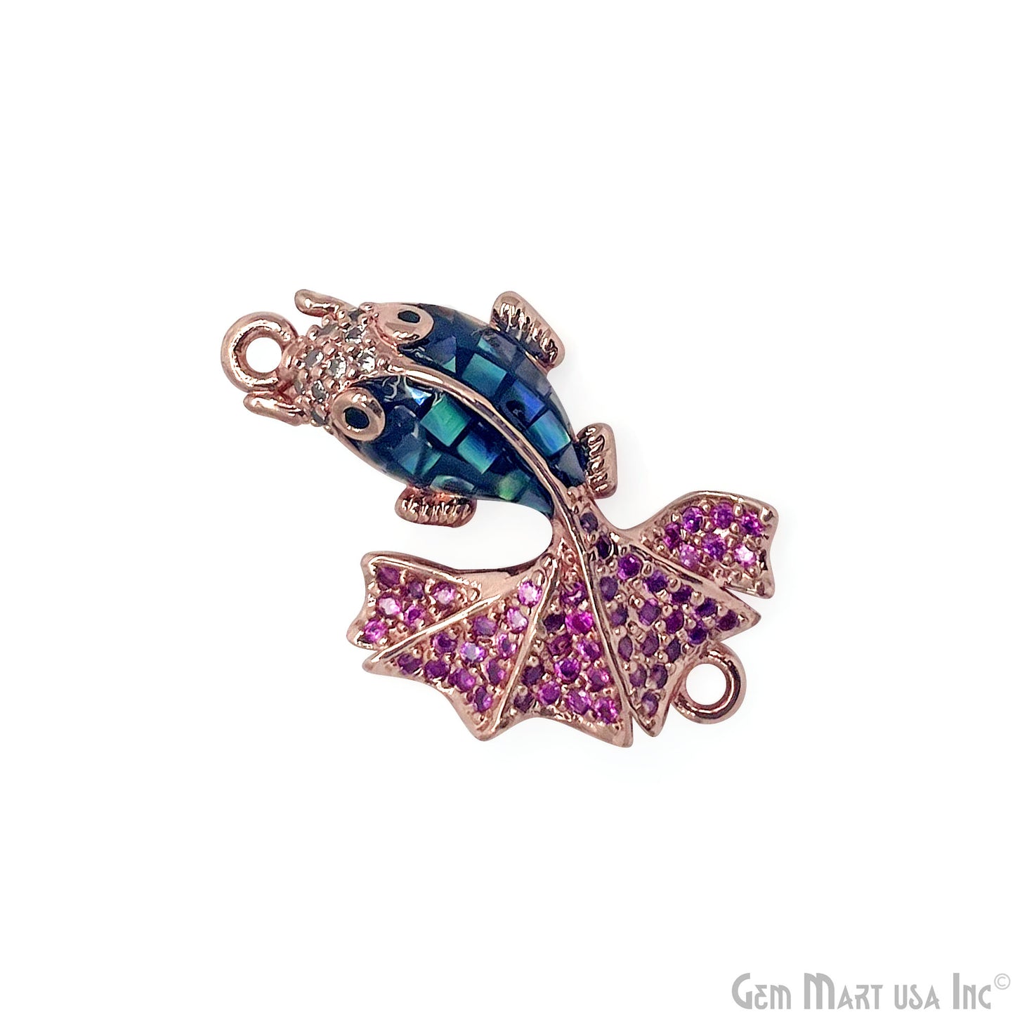 CZ Beads Fish Charm Pendant 26x16mm Natural Shell Paved Cute Fish Bracelet Charms