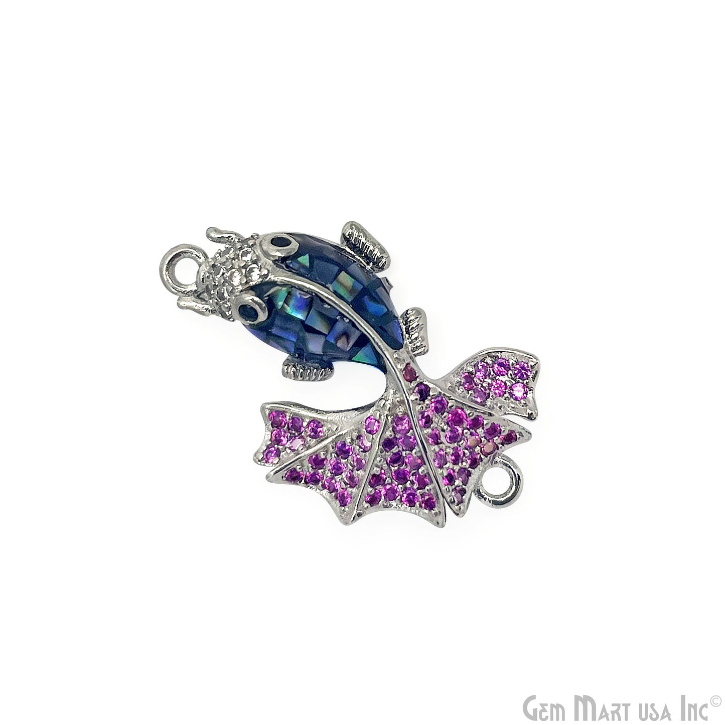 CZ Beads Fish Charm Pendant 26x16mm Natural Shell Paved Cute Fish Bracelet Charms